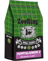 Корм ZooRing Puppy & Junior 2 GRAIN FREE для щенков и юниоров всех пород с 1 до 12-18 месяцев, склонных к аллергии (Ягненок и рис) без пшеницы Image 0